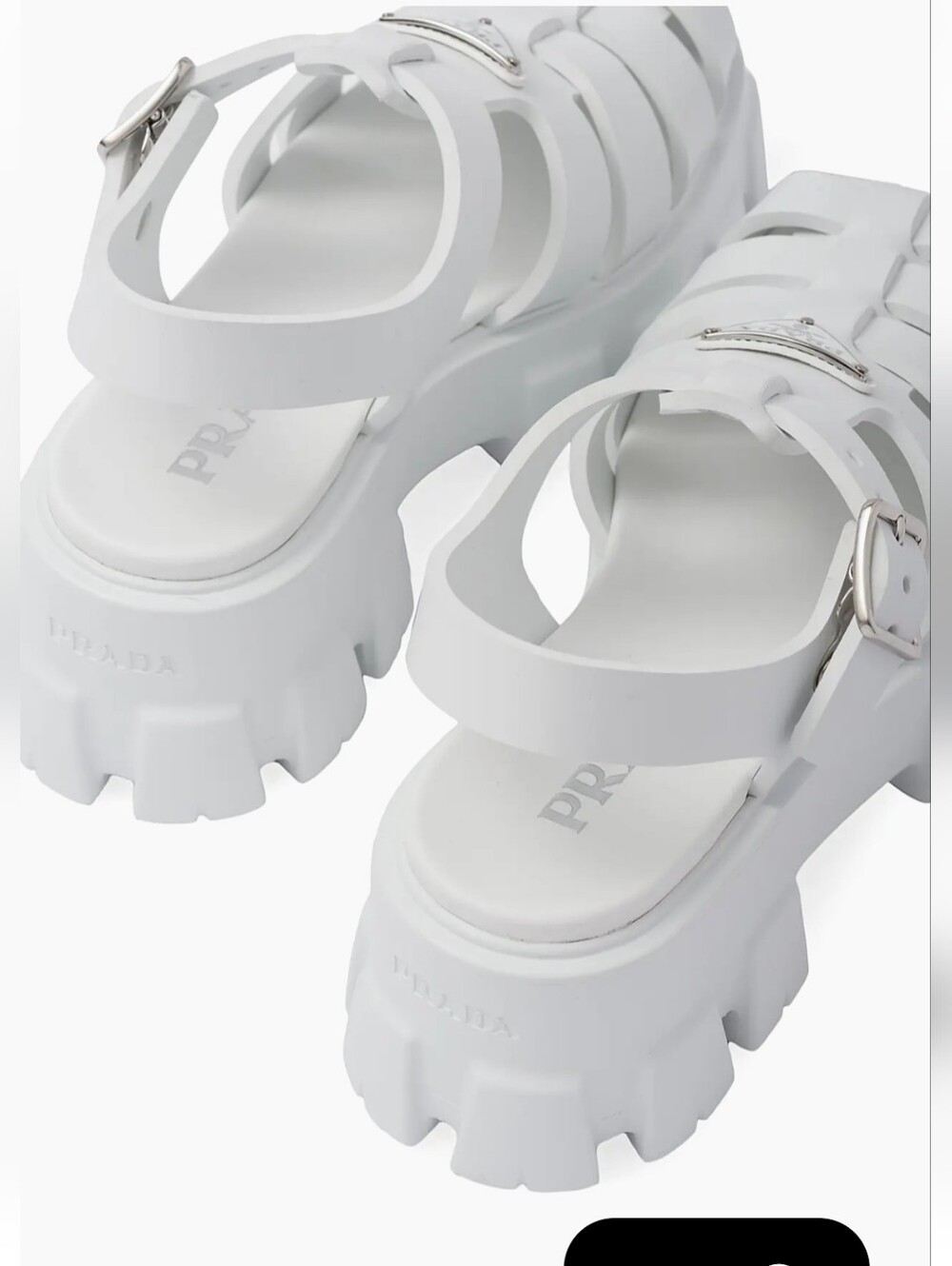 PRADA MONOLITH WOMEN'S WHITE CHUNKY SANDALS SIZE 10/40 EXCELLENT - Picture 4 of 10